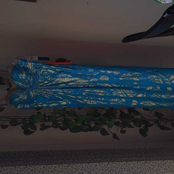 Aidan Mattox gown silk! NWT! Neiman Marcus size 8 turquoise and gold - Picture 6 of 6